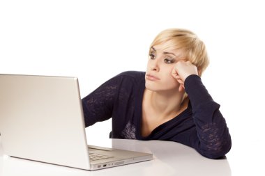 blond with a laptop