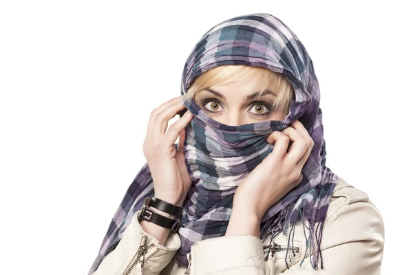 Scarf over face — Stockfoto