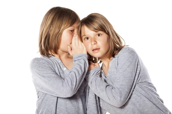 Twins whispering — Stock Photo, Image