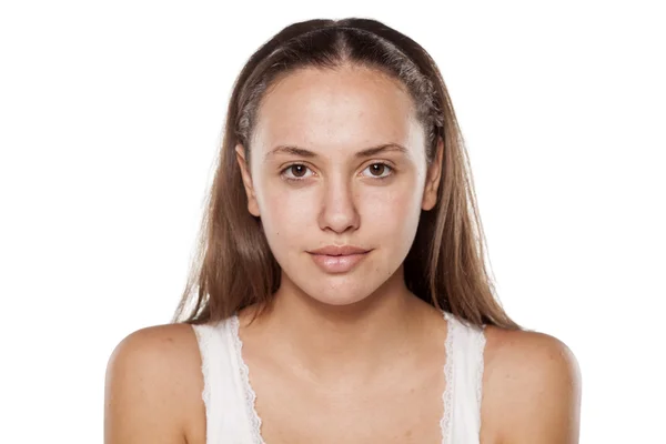 Vrouw zonder make-up — Stockfoto