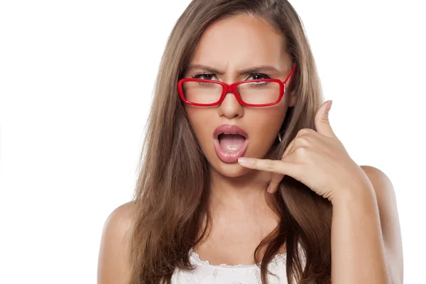 Parlando al telefono gesto — Foto Stock