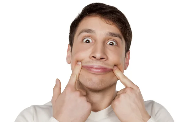 Man forcing a smile — Stock Photo, Image