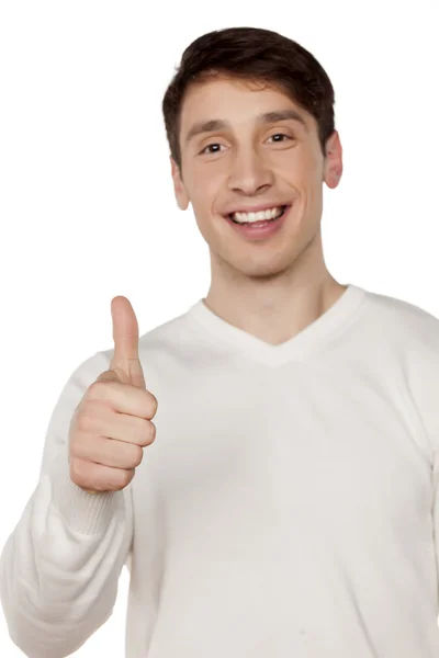 Smiling man with thumb up — Stock Photo, Image