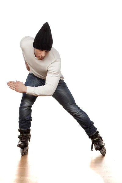 Homem com patins — Fotografia de Stock