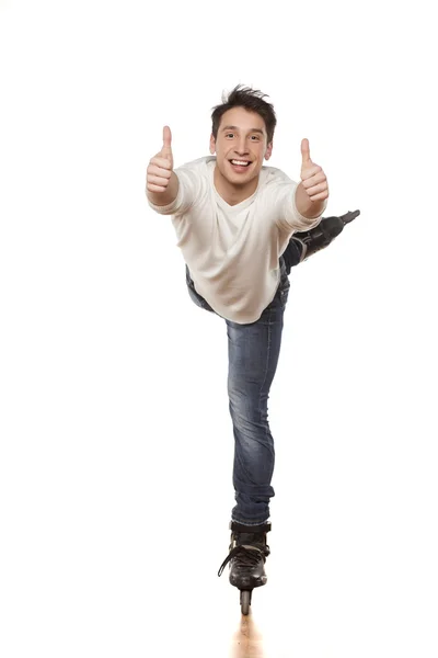 Thumbs up for roller skating — Stock Photo, Image