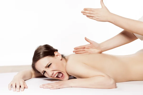 Unpleasant back massage — Stock Photo, Image