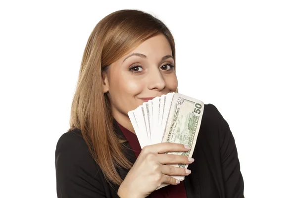 お金をビジネス女性 — ストック写真