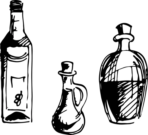 Fles met olie. Vectorillustratie — Stockvector