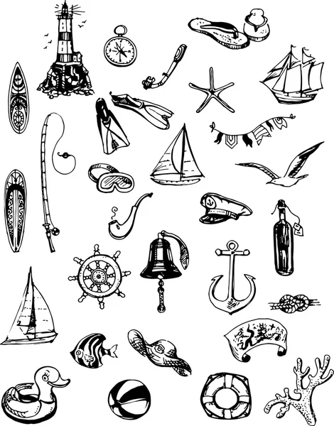 Iconos de verano mar — Archivo Imágenes Vectoriales