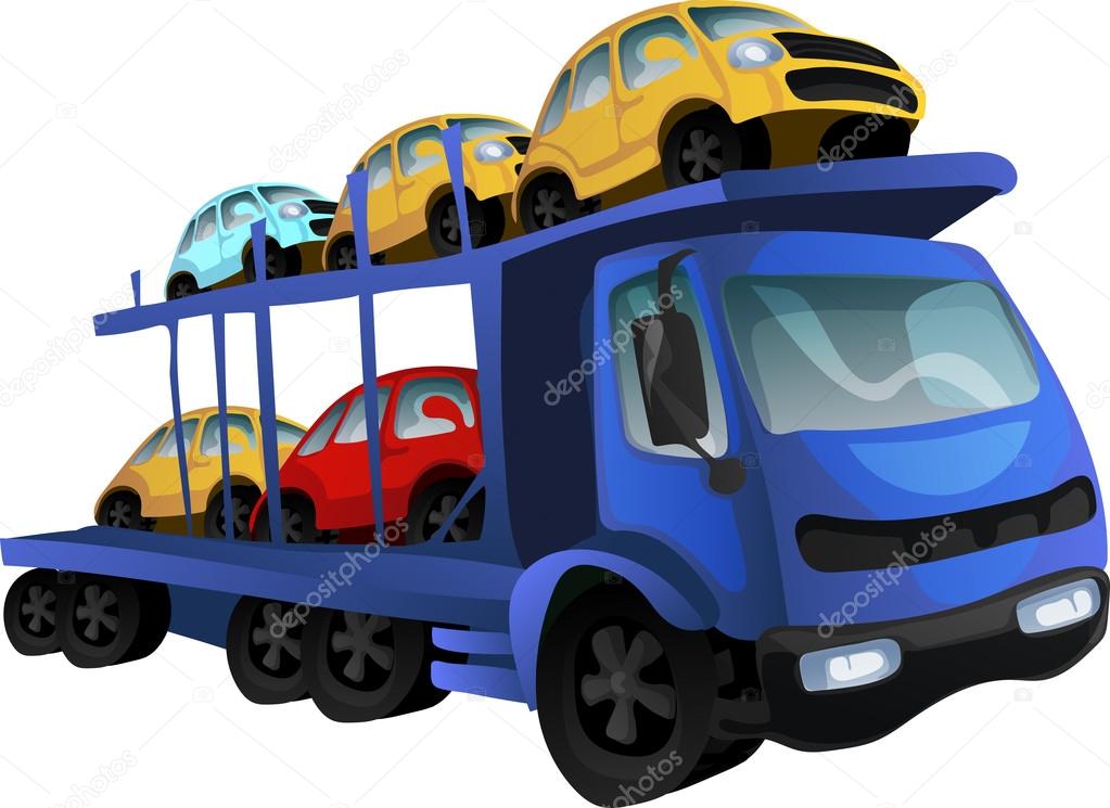 Car transporter. Vector illustration