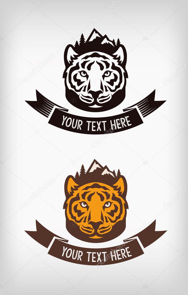 Stylized illustration of a wild tiger head on a white background for company design