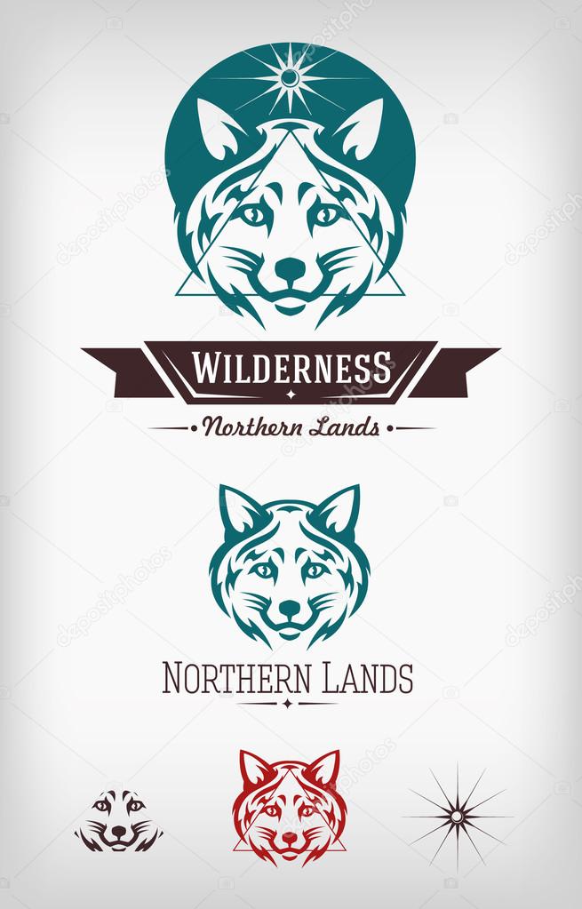 Stylized illustration of a fox head on a white background for company design
