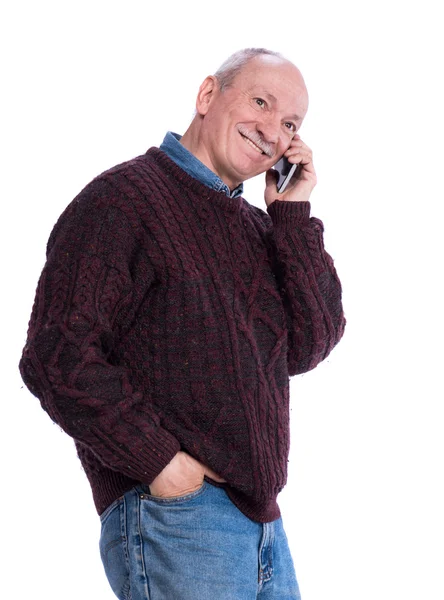 Senior man calling on smartphone — Stock Photo, Image