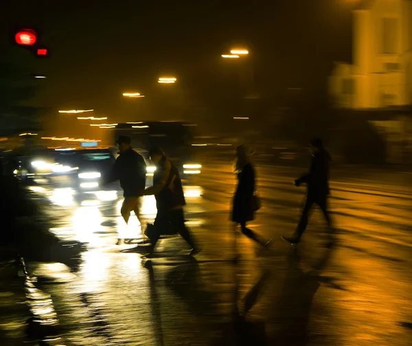 Busy city street people on zebra crossing