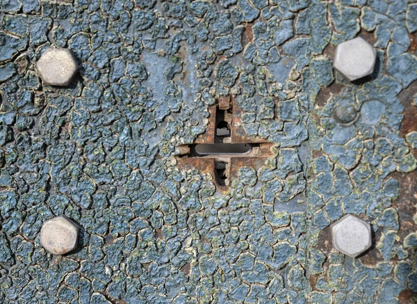 Rusty Antigo Buraco Fechadura Uma Porta Velha — Fotografia de Stock