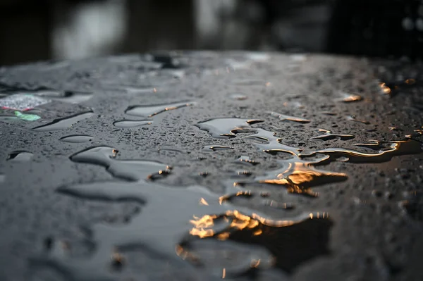 Fechar Gotas Água Superfície Metal Pode Ser Usado Para Design — Fotografia de Stock