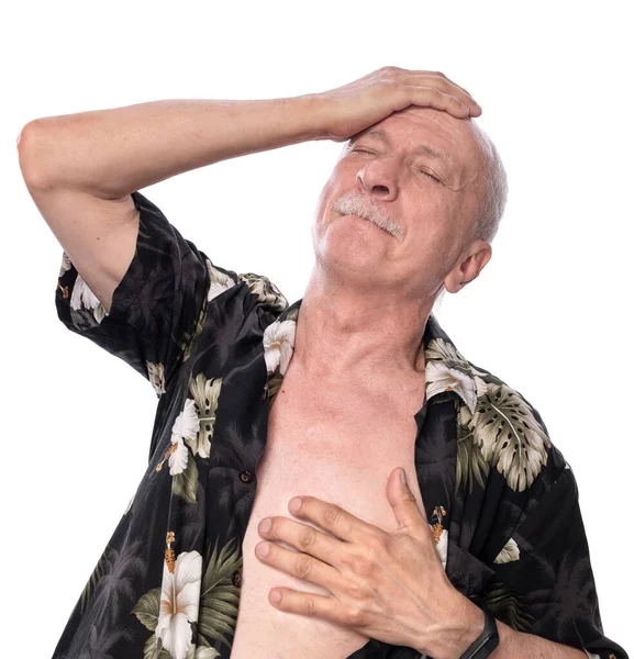 Healthcare Concept Senior Man Having Heart Attack — Stock Photo, Image