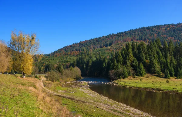 Paisagem de outono nas montanhas dos Cárpatos na Ucrânia — Fotografia de Stock