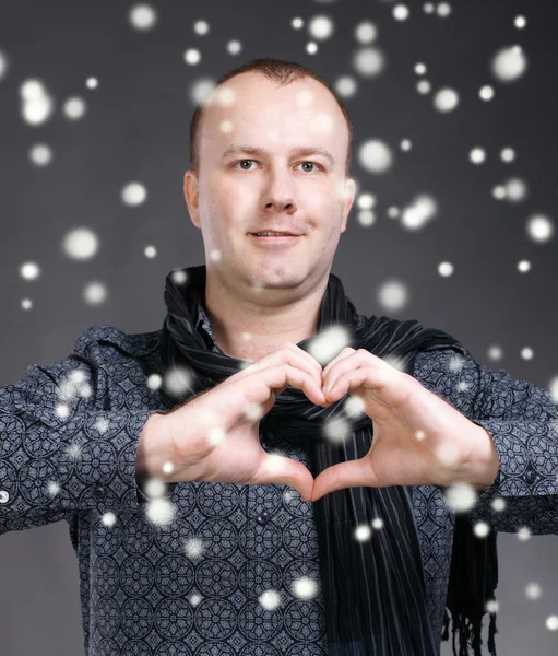 Man making heart sign — Stock Photo, Image