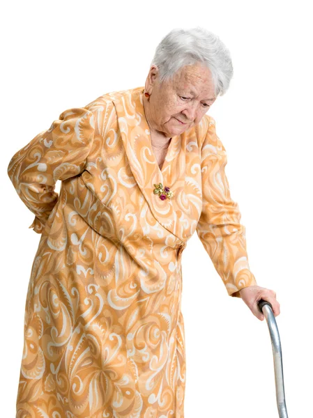 Oude vrouw lijden aan lage rugpijn — Stockfoto