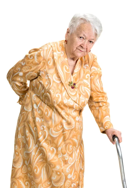 Mulher idosa que sofre de dor lombar — Fotografia de Stock
