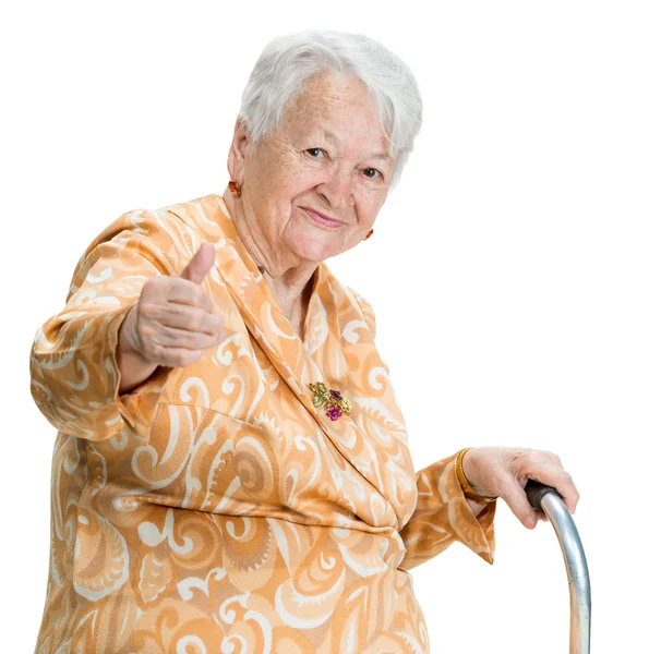 Old woman with a cane — Stock Photo, Image