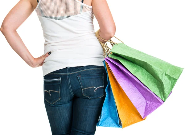 Mujer sosteniendo bolsas de compras —  Fotos de Stock