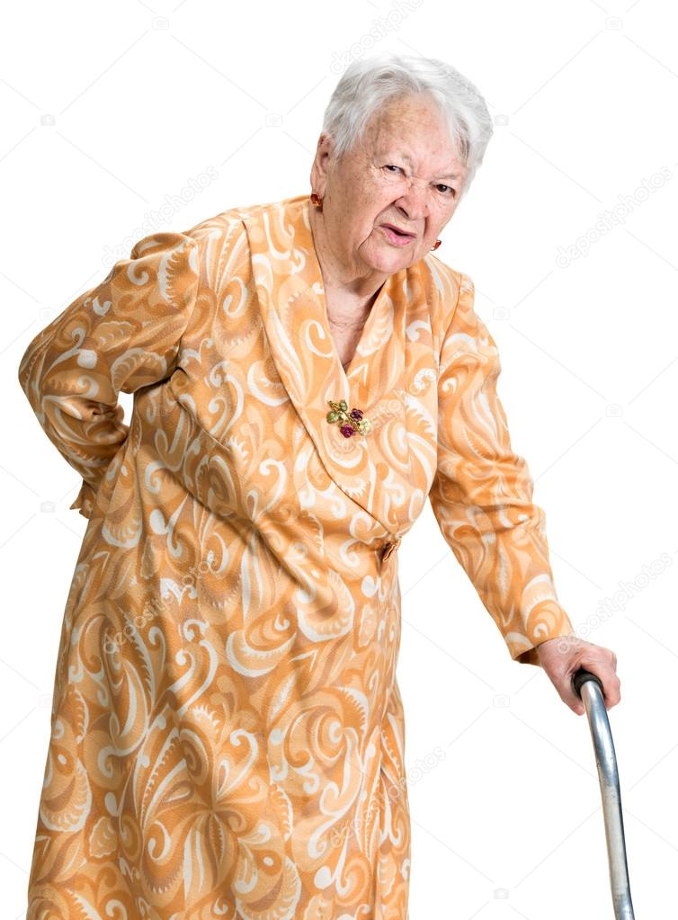 Old woman suffering from low back pain