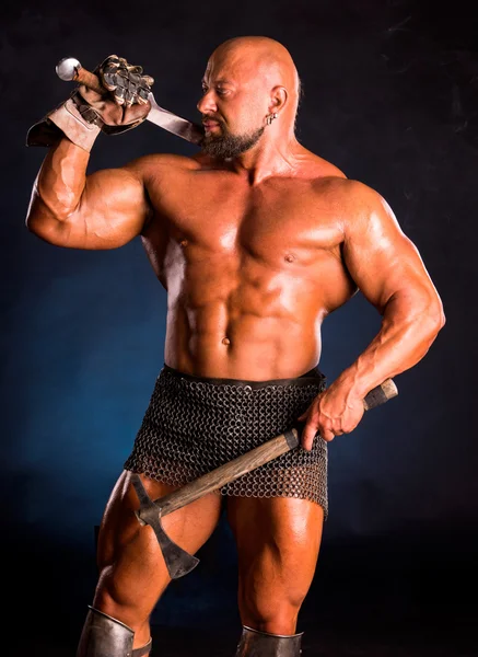 Handsome muscular ancient warrior — Stock Photo, Image