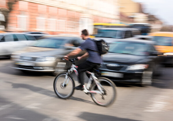 Cyclist on zebra crossing