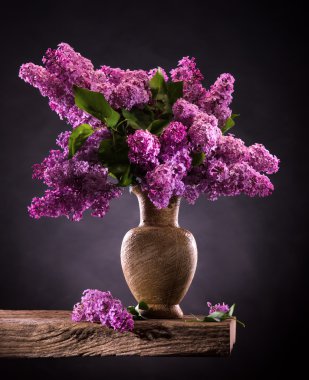  Leylak vazoda çiçek açan dalları