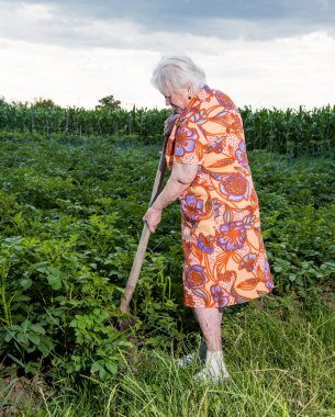 Old woman with a shovel 