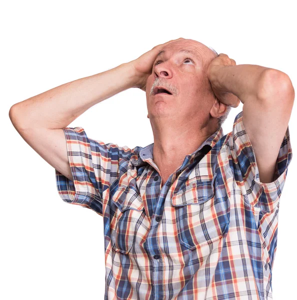 Elderly man suffering from a headache — Stock Photo, Image