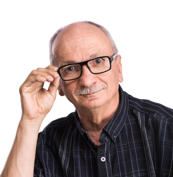 Portrait of a senior man with glasses — Stock Photo, Image