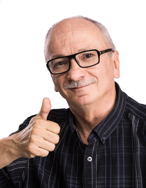 Retrato de un hombre mayor con gafas — Foto de Stock