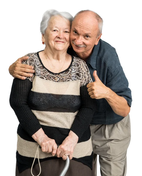 Äldre man med gumman — Stockfoto