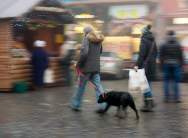 sokakta köpek yürüyüş