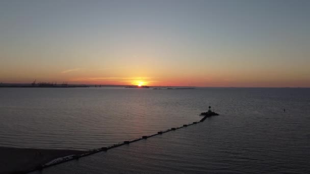 Sonnenuntergang Über Gdask Blick Von Einer Drohne Aus Der Nähe — Stockvideo