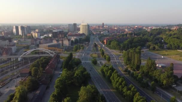 Główna Droga Prowadząca Gdask Zielona Uliczka Pięknymi Lipami Polska — Wideo stockowe