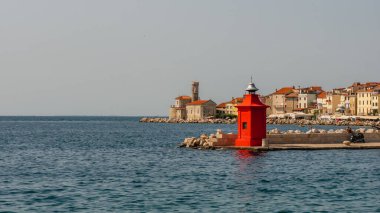 Piran, Adriyatik Denizi ve yatların manzarası.