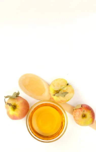 Composición de frutas vegetarianas.Objetos saludables de vinagre de sidra de manzana. — Foto de Stock