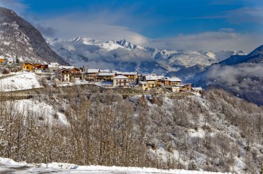 Kış manzarası Val Thorens, Fransa