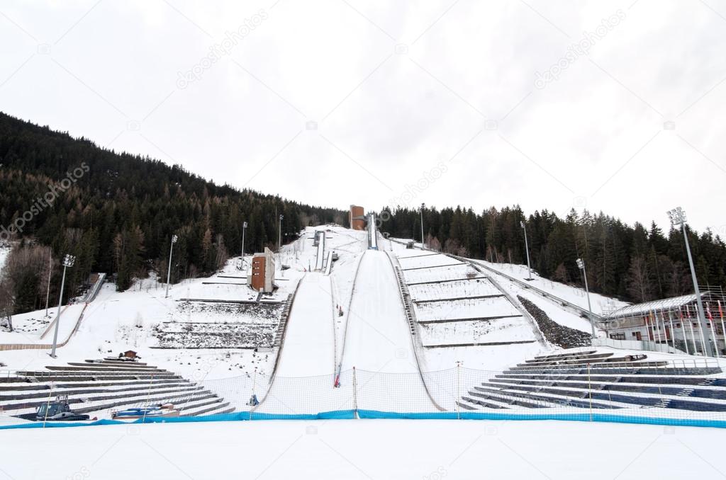 Olympic ski jumping stadium in Courchevel, France