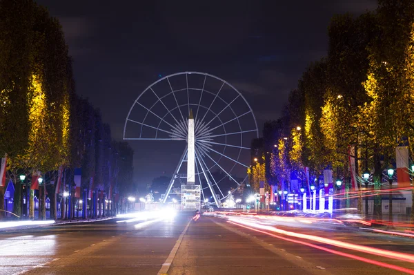 Avenida Campos Elíseos Noria París Francia Vista Desde Arco Triunfal — Foto de Stock