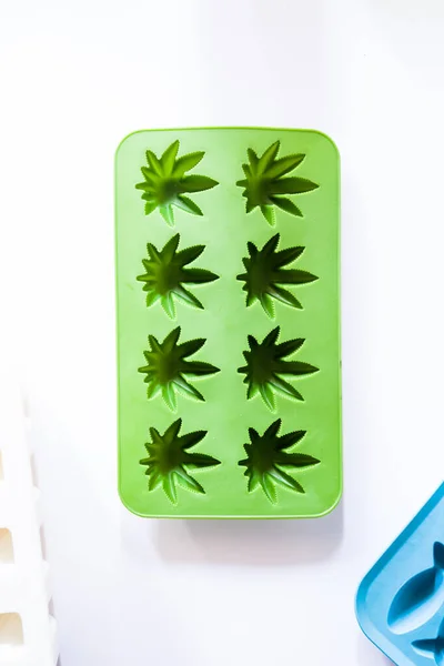 Marijuana Plastic Ice Maker Stamp White Background Cbt Conceptual Food — Stock Photo, Image