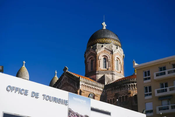 Saint Raphael Frankrike Maj 2019 Över Turistbyrån Och Kyrkan Basilique Royaltyfria Stockfoton