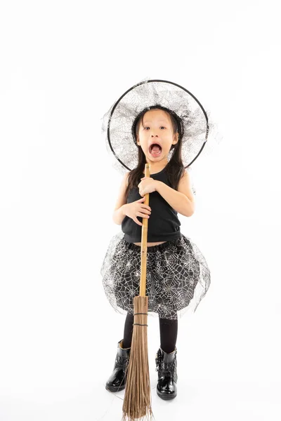 Πορτρέτο Του Μικρού Κοριτσιού Στο Halloween Και Καρναβάλι Βόλτα Κοστούμι — Φωτογραφία Αρχείου