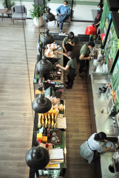 Ratchaburi Tailândia Setembro 2021 Vista Aérea Contador Caixa Estação Café — Fotografia de Stock