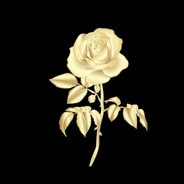 Goldene Silhouette der Rose — Stockvektor