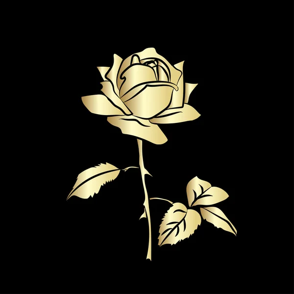 Zlatá silueta růže — Stockový vektor